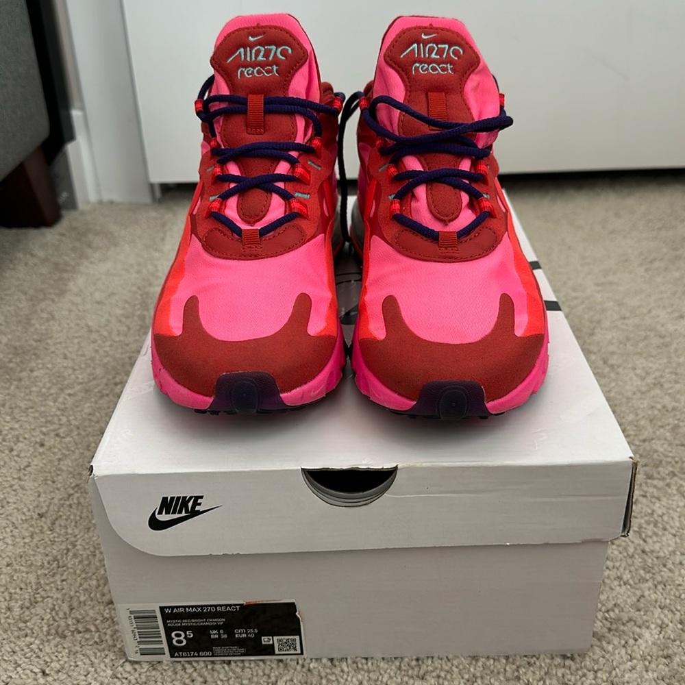 Nike Air Max 270 React Womens Mystic Red/Bright Crimson - Sz 8.5